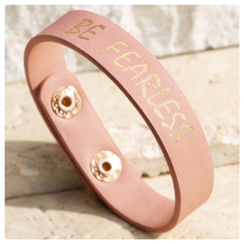 Faux Leather “Be Fearless” Bracelet